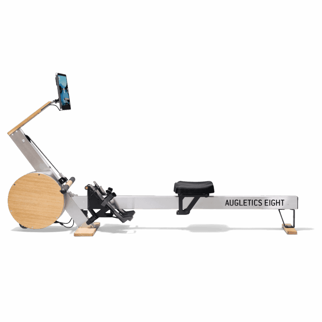 Rameur Augletics Eight avec cadre en bois, écran tactile intégré