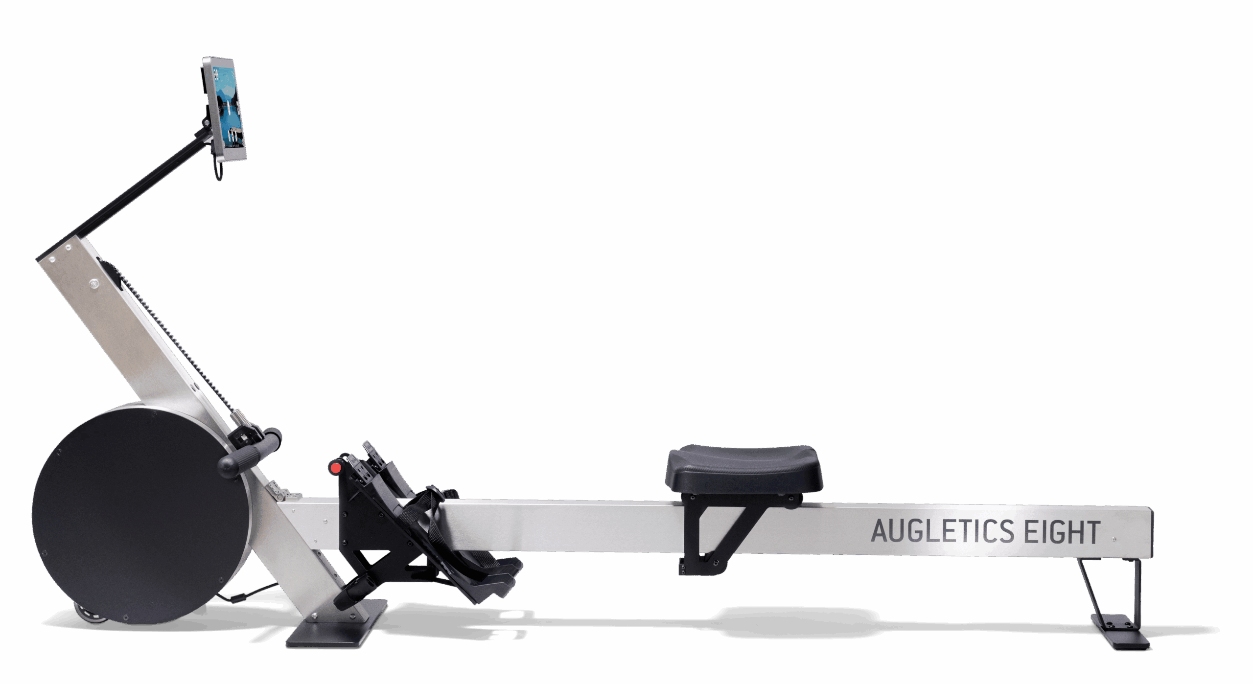 Side view of the Augletics Eight Sport rowing machine with aluminium frame and modern look