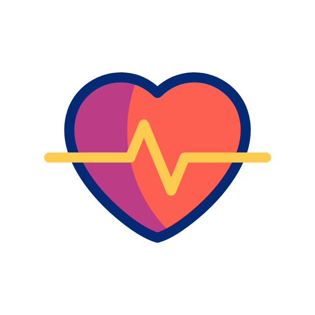 Ist Rudern sinnvoll? Warum diese Sportart die perfekte Wahl für dich ist 2 Ein stilisiertes Herz in Blau, Rot und Pink mit einer gelben EKG-Linie, die durch das Herz verläuft, als Symbol für Gesundheit und Herz-Kreislauf-Aktivität.