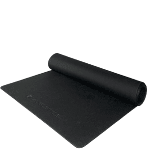 Schwarze PVC-Bodenschutzmatte zum Schutz des Bodens bei Fitnessgeräten.